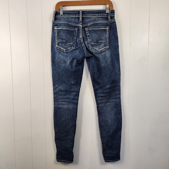 Silver Avery Skinny Jeans Stretchy Dark Denim Western Mid Rise Womens Size 27 - Picture 4 of 13
